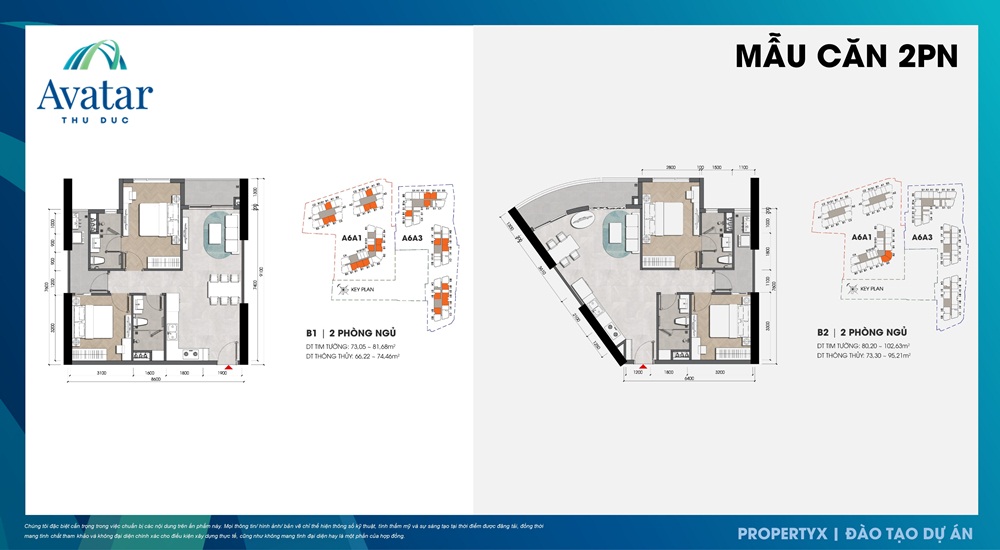 Thiết kế chi tiết căn hộ 2 phòng ngủ Avatar Thủ Đức
